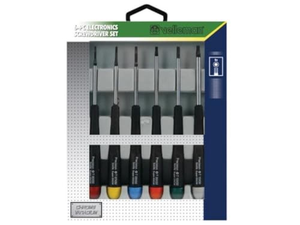 Velleman Set Cacciaviti Torx Precisione 6 Pezzi Acciaio CrV Magnetico