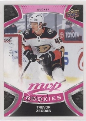 2021-22 Upper Deck MVP Rookie Magenta 65/100 Trevor Zegras #249 Rookie RC g6x