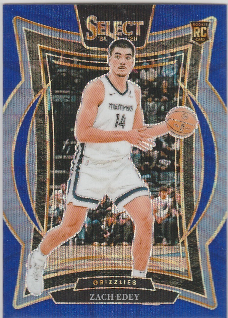 ZACH EDEY 2024-25 Panini Select Blue Wave Prizm Rookie (15/75) Grizzlies RC #98