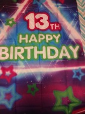 13th Birthday Party Banner Multicolor Star Pattern