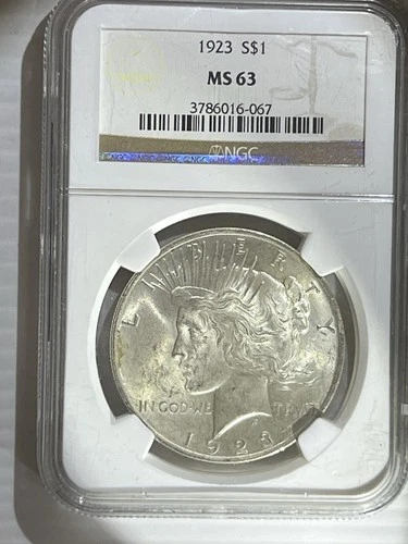 1923 Peace Dollar $1 Silver Coin NGC MS 63 Very Nice Coin For The Grade
