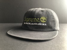 Supreme X Timberland Hat Baeball Cap Wind, Water, Earth, Black Leather Strap