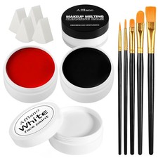 Black White Red Face Paint Kit Large 50g Oil-Based Grease Makeup Set with Re