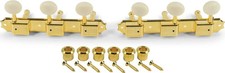 Kluson 3 On A Plate Supreme Series Tuning Machines Gold With White Plastic Bu...