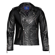 CHIIVANI LONDON Real Leather Black Biker Jacket for Men Casual Wear