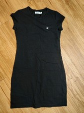 Calvin Klein Black Knit T Shirt Mini Dress Women M Short Sleeve