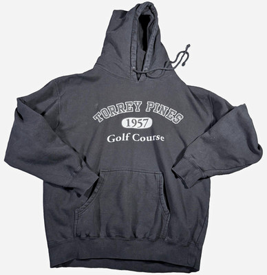 Vintage Torrey Pines Golf Course Hoodie Sweatshirt Black Mens Large Oarsman 913