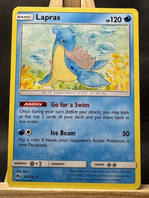 Lapras Rare Pokemon Trading Card Game Sun & Moon - Lost Thunder 56/214 NM