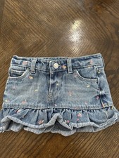 LEVIS Size 3T Denim Scooter Blue Ruffle Skort Skirt Shorts Girls