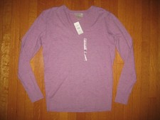 NEW LOFT Women s Purple Sweater Top Size Medium NWT V-Neck Cotton