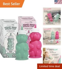 Dishwasher Safe Green/Raspberry Baby Straw Cups 8 oz Silicone Delight
