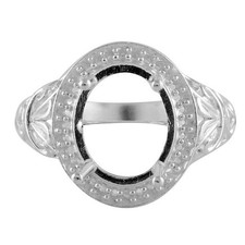 10x12MM Oval Shape Semi Mount Women Ring 925 Sterling Silver Solitaire Halo Ring