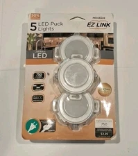 5Pack Ultra Prograde EZ Link Linkable Plug-in LED White Puck Light Under Cabinet