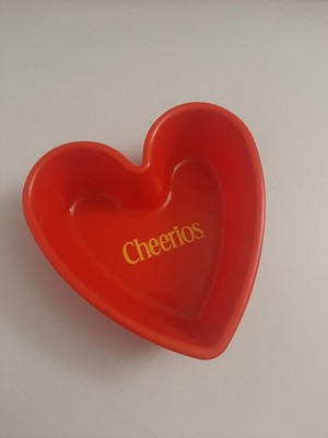 2001 General Mills Cereal Red Heart Shaped Cheerios Plastic Bowl Dish (B)