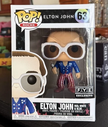 VAULTED Funko POP! Rocks: ELTON JOHN (Red, white and Blue) #63 FYE Exclusive