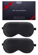Sleep Mask, 2 Pack 100 Real Natural Silk Eye Masks with Adjustable Strap for ...