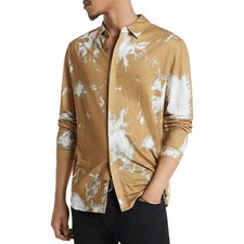 John Varvatos Madera Button Down 100 Linen Shirt Mustard Gold Size XL NWOT 268