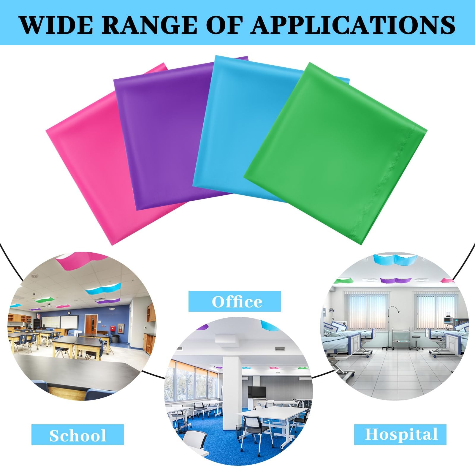 4 Pcs 54 x 24 Inch Fluorescent Light Cover for 4 x 2 Feet Ceiling Light Magne...