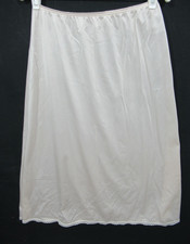Vintage 90s Vanity Fair Satin Skirt Half Slip Size M Ivory Nylon Lace