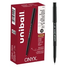 uniball Onyx Roller Ball Pen, Stick, Micro 0.5 Mm, Black Ink, Black Matte Barrel