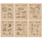 Classic Amusement Theme Park Rides Patent Prints 6 (8x10) for Home Work Office