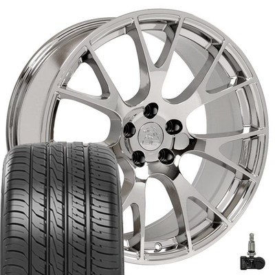 2528 Chrome 20x9 Rims 5x115 Tires TPMS SET Fit Challenger Charger