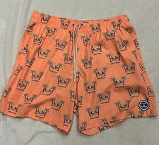 Life Is Good Swim Trunks Men's XL Orange Hammock Drawstring Elastic Mesh Lined