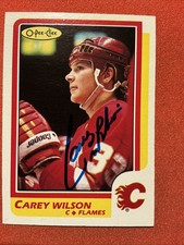 Carey Wilson 🔥🔥NHL : 1986-87 O-Pee-Chee 🔥🔥Autograph🔥🔥