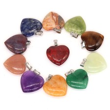 20mm Natural Stone Mix Heart Shape Charms Pendants For Jewelry Making Women