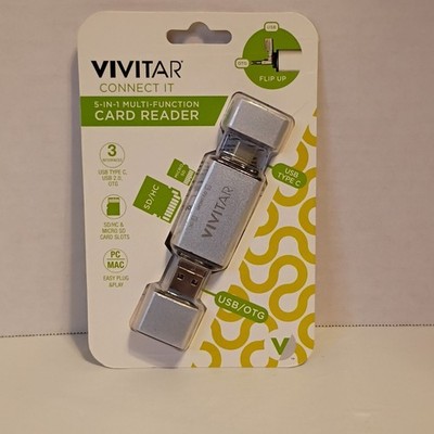 Vivitar Connect IT 5-in-1 Card Reader USB-C USB 2.0 OTG SD/SDHC MicroSD