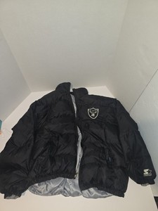 Vintage Starter Oakland Raiders Reversible Jacket Black/Silver Large        #249