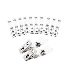 Fushing 150Pcs Metal Badge Clips with Clear PVC Straps for ID Cards and