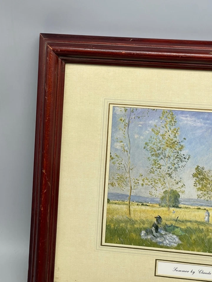 wood framed wall artwork print summer by claude monet landscape nature tree READ - Image 3 of 4