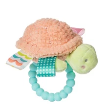 Taggies Soft Baby Rattle with Teether Ring and Sensory Tags, 6", Tippy Turtle