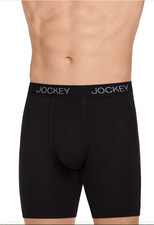 New JOCKEY Mens Chafe Proof Black Microfiber Boxer Brief Underwear sz M 323