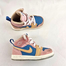 Nike Air Jordan 1 Mid SE Zen Master Toddler Size 7C Multi-Color Pink Blue