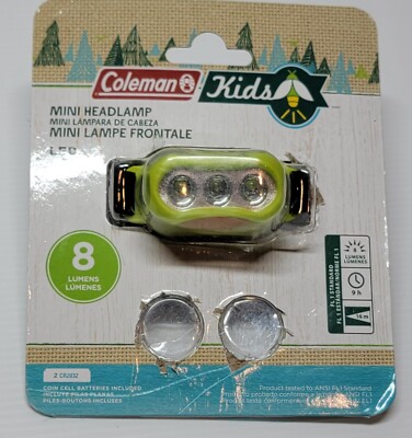 Coleman Kids LED Mini Exploration Headlamp Green 8 Lumens Lifetime Bulb 