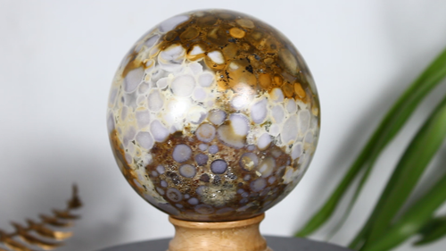 1,06 Kilo natürliche unbehandelte bunte Ozeanjaspis Heilkristall Mineral Kugel - Video 1 von 1