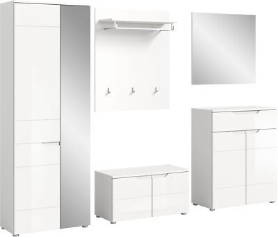 xonox.home 5tlg. Garderobenmöbel-Set Garderobenkombination Solero weiß 258x193cm