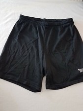 Reebok Mens VTG 90'S MEDIUM Embroidered Black Blue Mesh Shorts Usa drawstring