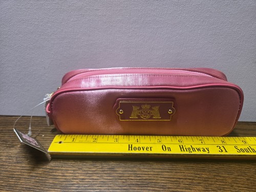 Juicy Couture Cosmetic Bag NWT Satin Pink With Gold Metal Logo And Zipper