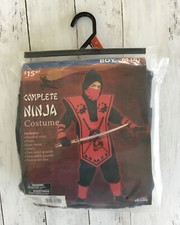 Boys Red Ninja 7 Pc Halloween Cosplay Pretend Dress Up Costume Medium 8 