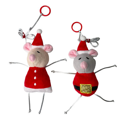 Happy Pet Mr & Mrs Santa Maus Türhänger 2 Stück Weihnachten, hüpfendes Katzenspielzeug