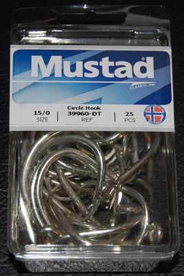 25 Mustad 39960DT Duratin Size 15/0 Circle Hooks 2X Strong Saltwater 39960DT-150