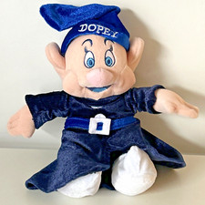 Disney Store Snow White 7 Dwarfs DOPEY 10" Plush Blue Velvet Rope Rare