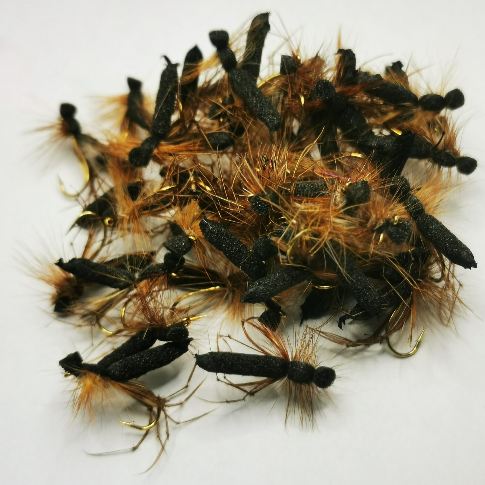 Foam Daddy Long Legs Trout Fishing Flies Set of 6 2x Black/2x Orange