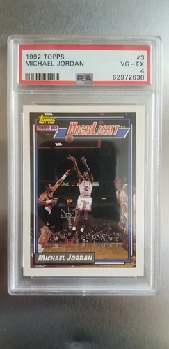 1992 MICHAEL JORDAN TOPPS BASKETBALL CARD #3 PSA 4 HIGHLIGHT