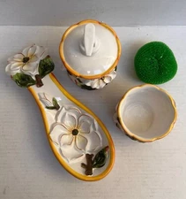 Magnolia 4pc Countertop - Soap Dispenser, Scouring Pad Holder & Spoon rest