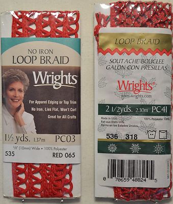 Wrights - Loop Braid - No Iron - 3/8'' w - 3 colorways to choose from