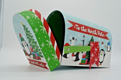 Christmas Jingle Bells Rockin Penguins North Gift Mailbox Hard Cardboard 4 sizes - Picture 16 of 20